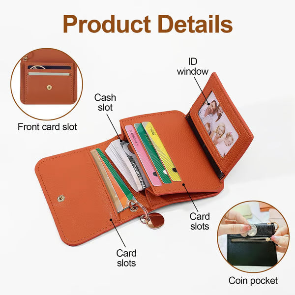 💖1 kaufen, 1 gratis!! ✨RFID-geschützte kurze Geldbörse für Damen, Mini-Kartenetui mit Schlüsselring, Münzfach und Ausweisfach👛
