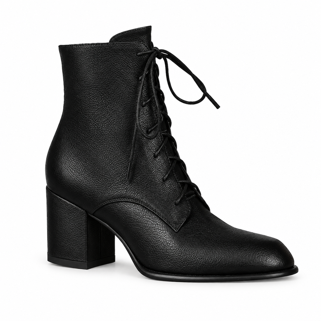 🌟 Damen Vintage Britischer-Stil Schnürstiefel Mit Spitzer Zehenpartie Und Block-Mittelabsatz
