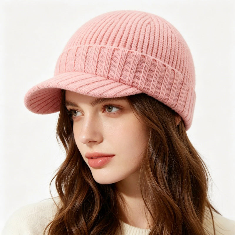 Unisex Warm Strickmütze mit Schirm