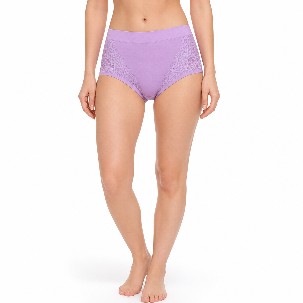 Bequeme High-Waist Baumwoll-Slips für Damen mit sanfter Formung & Spitze