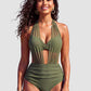 ✨👙 Damskie bikini z wysokim stanem, modelującym brzuch i eleganckim dekoltem w kształcie litery V