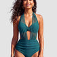 ✨👙 Damskie bikini z wysokim stanem, modelującym brzuch i eleganckim dekoltem w kształcie litery V