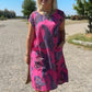💕Lniano-bawełniana sukienka z nadrukiem👗