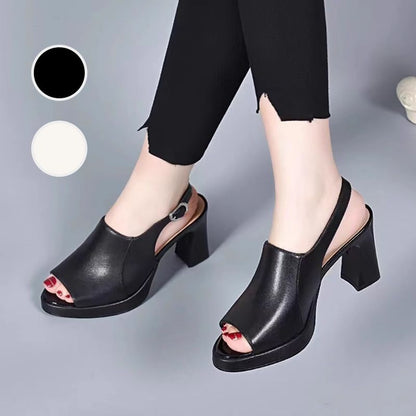 🔥 👡 Modne damskie sandały na obcasie z prawdziwej skóry – 💃 Wygodne i uniwersalne – Płatność przy odbiorze