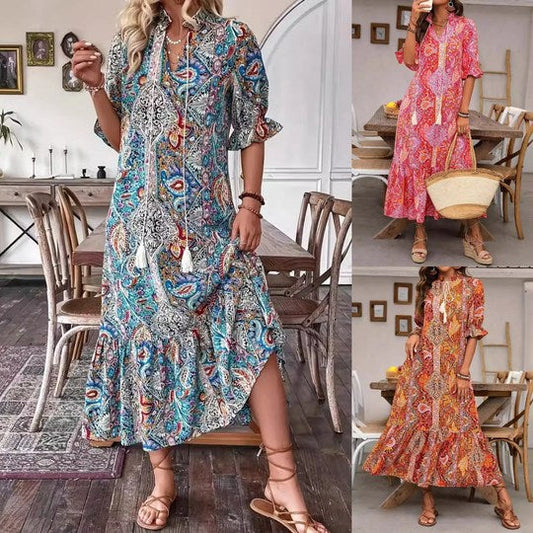 💃Eleganckie sukienki boho z kwiatowym nadrukiem