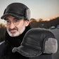 Neue Herren-Wintermütze mit Lammfell und flacher Krone, mit Ohrenschützern