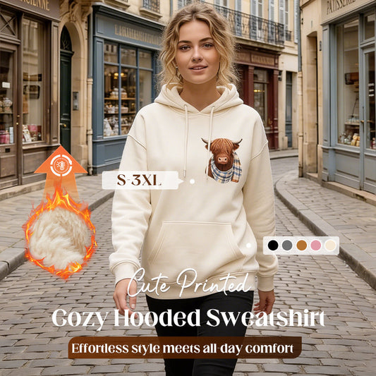 🐮 49% ZNIŻKI!!🎁Urocza bluza z kapturem Highland Cow z miękkim polarem