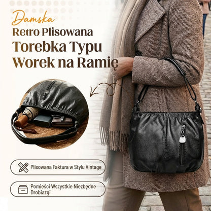 👜Niechlujna plisowana torba z miękkiej skóry, torba na ramię