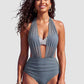✨👙 Damskie bikini z wysokim stanem, modelującym brzuch i eleganckim dekoltem w kształcie litery V