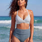 ✨👙 Damskie bikini z wysokim stanem, modelującym brzuch i eleganckim dekoltem w kształcie litery V