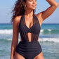 ✨👙 Damskie bikini z wysokim stanem, modelującym brzuch i eleganckim dekoltem w kształcie litery V