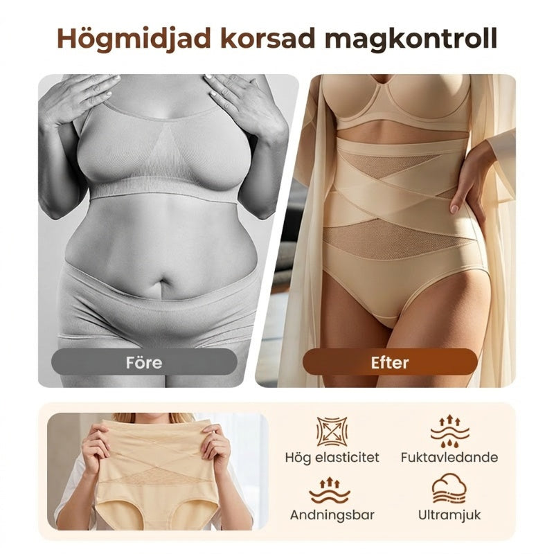 🌸 Letzter Tag – 2 Packungen kaufen, 1 gratis ✨ Plus-Size-Slip mit hoher Taille und kreuzförmiger Bauchstraffung