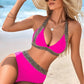 👙 Dwuczęściowe bikini z kokardką z tyłu, kontrastowym paskiem w talii