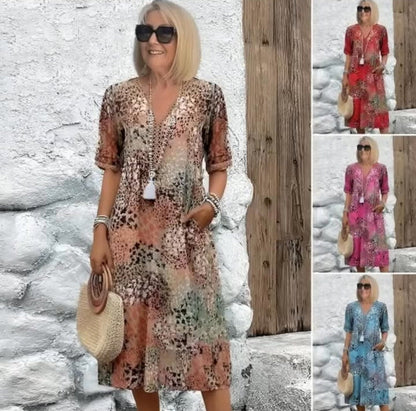 【S-3XL】💮Oddychająca sukienka z nadrukiem w stylu vintage