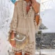 👗Luźna damska sukienka z bawełny i lnu z haftem🌸🌸👗