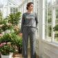 ✨Komplet Loungewear z Dekoltem Okrągłym i Sznurkiem 👚 Miękki Dopasowany Top i Spodnie