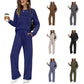✨Komplet Loungewear z Dekoltem Okrągłym i Sznurkiem 👚 Miękki Dopasowany Top i Spodnie