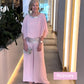 Elegancki 2-Częściowy Zestaw Z Cekinową Lamówką W Bloki Kolorów