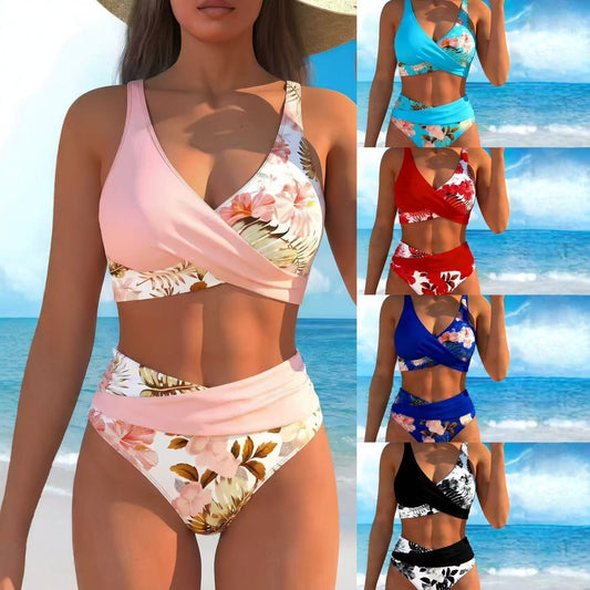 Damskie bikini z wysokim stanem i nadrukiem