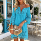 👗Luźna damska sukienka z bawełny i lnu z haftem🌸🌸👗