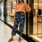 Spodnie dresowe w stylu vintage z wysokim stanem i kwiatowym wzorem