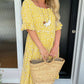Sukienka midi z okrągłym dekoltem w grochy