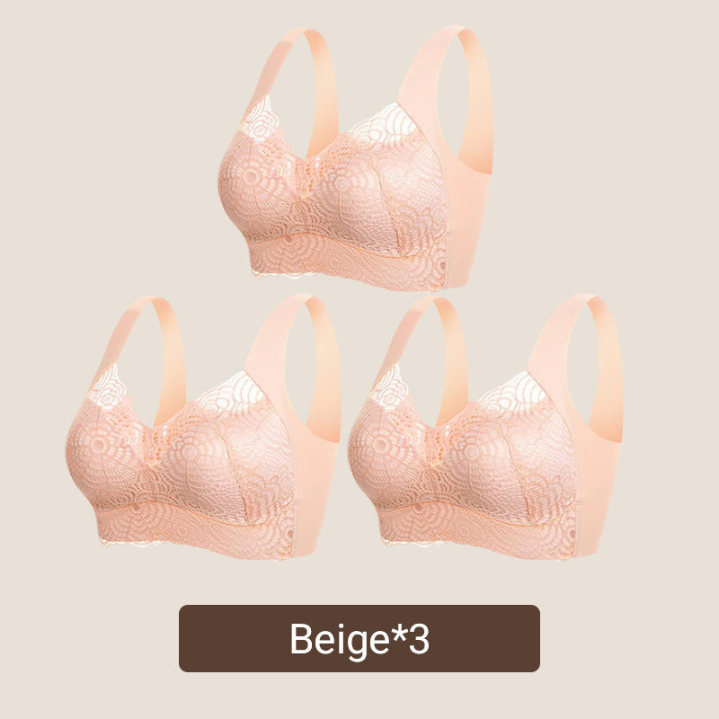 Bügelloser Spitzen-BH im 3er-Set mit breiten Trägern