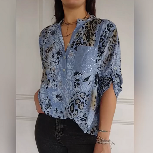 【M-4XL】🌸Damska koszula z nadrukiem na pół guzika