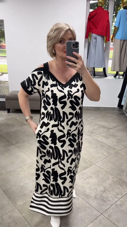 【L-4XL】👗Patchworkowa sukienka z nadrukiem
