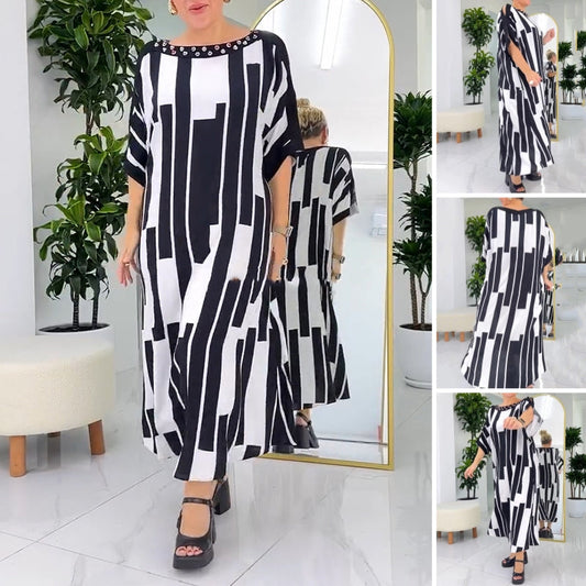 Elegancka czarno-biała sukienka maxi dla kobiet