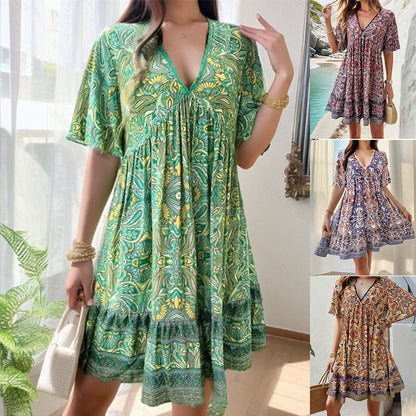 👗Damska sukienka z dekoltem w kwiaty