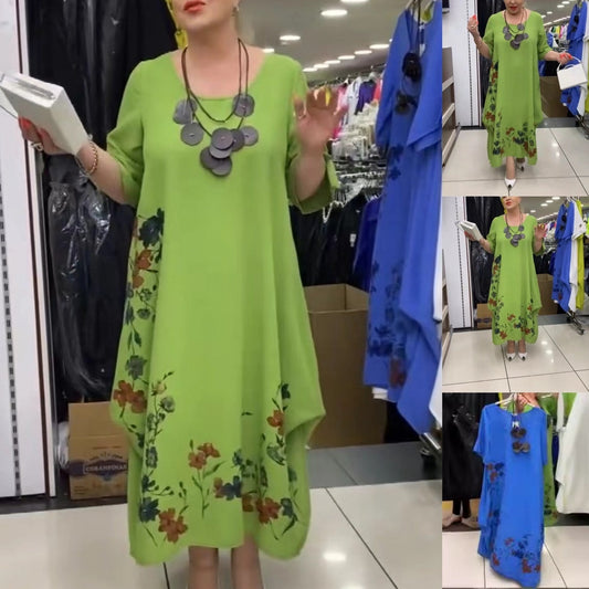 【S-4XL】👗Sukienki damskie z nadrukiem na okrągłym dekolcie