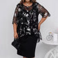 【S-4XL】👗Elegancki damski 2-częściowy zestaw w kolorze czarnym (prześwitujący top + sukienka)