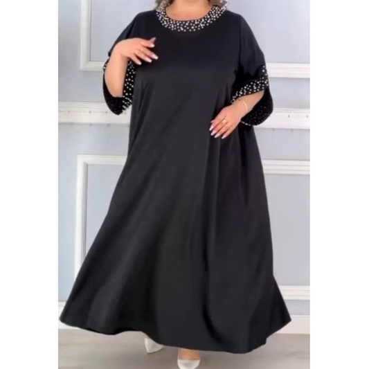 🔥👗Sukienka damska plus size z perłową ozdobą