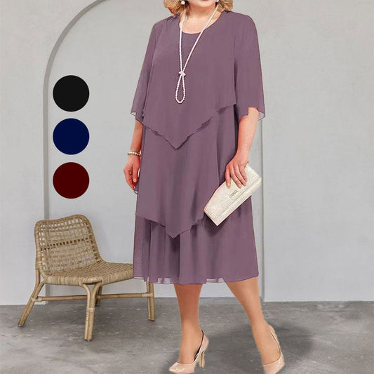Warstwowa sukienka midi plus size