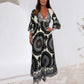 🔥👗Damska sukienka maxi w stylu retro boho z głębokim dekoltem w serek