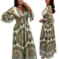 🔥👗Damska sukienka maxi w stylu retro boho z głębokim dekoltem w serek