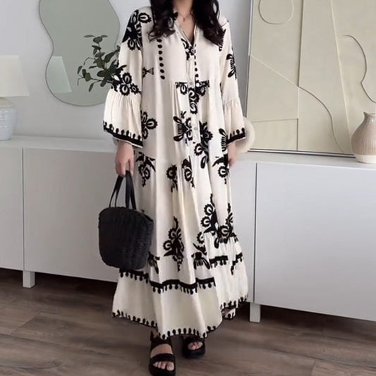 🔥👗Damska luźna sukienka midi z falbaniastym dołem