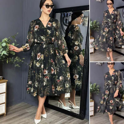 🔥👗Czarna sukienka damska z nadrukiem