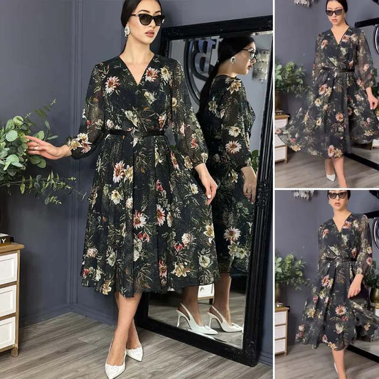 🔥👗Czarna sukienka damska z nadrukiem