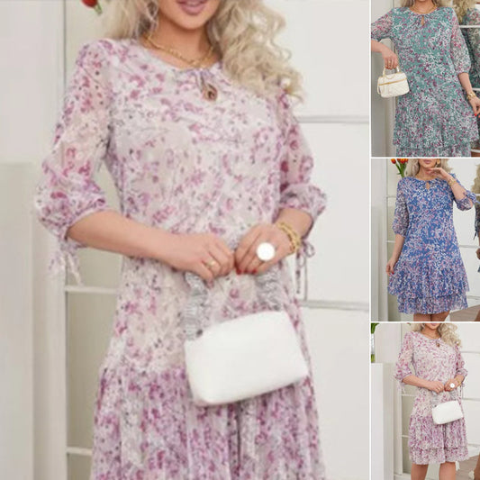 🌸Kwiecista sukienka z krótkim rękawem