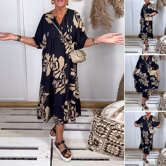 👗✨【S-3XL】Luźna sukienka z nadrukiem