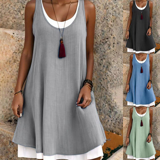 👗 Luźne dwuczęściowe sukienki bez rękawów i ramiączek