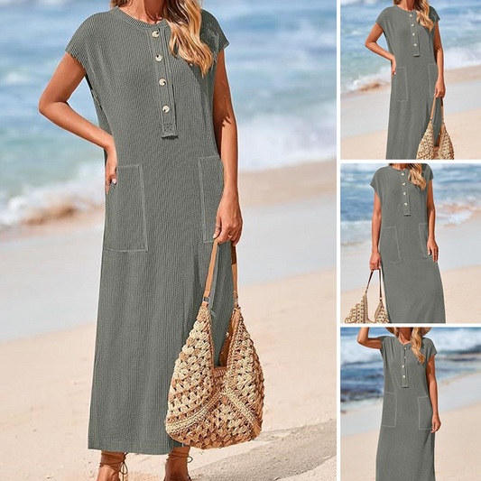 【X-2XL】🎀Damska sukienka maxi z prążkowanej dzianiny