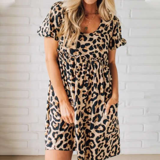 🐆Damska casualowa mini sukienka w panterkę