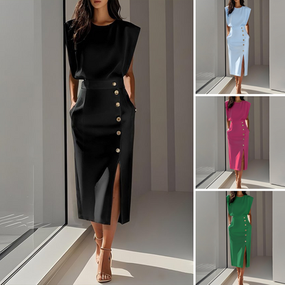 🎀 Francuska elegancja! Spódnica midi z rozcięciem