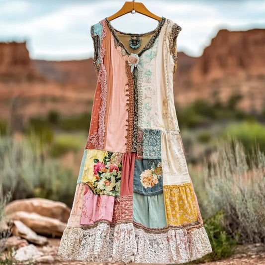 🌷【S-4XL】Sukienka bez rękawów z kwiatowym nadrukiem w stylu vintage dla kobiet