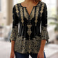 👚Bluzka z rozkloszowanymi rękawami z dekoltem w serek z nadrukiem w stylu vintage