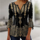 👚Bluzka z rozkloszowanymi rękawami z dekoltem w serek z nadrukiem w stylu vintage