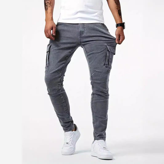 Męskie jeansy slim fit z funkcjonalnymi kieszeniami